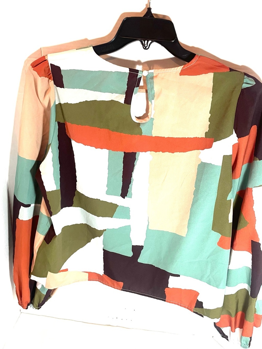 SHEIN Artsy Abstract Geometric Earth Tone Long Sleeve Blouse XL - Picture 8 of 11